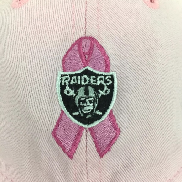 Raiders Women Pink Breast Cancer Football Cap. - Picture 5 of 6